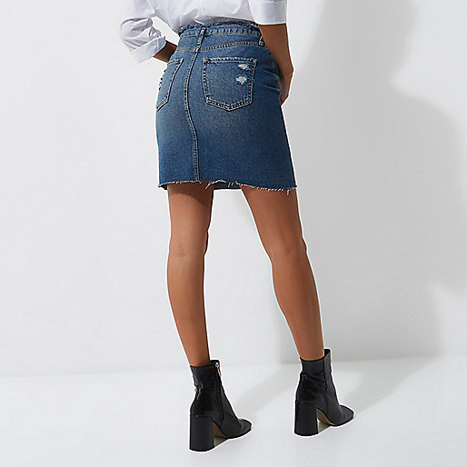 river island zebra heels,jacques-vertuk Desktop Mid blue denim frayed waist denim skirt Midi Skirts Skirts women