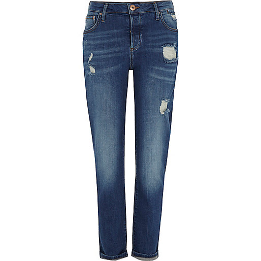 jacques-vertuk Mid blue distressed boyfriend jeans 705346 women Jeans Boyfriend / Slouch Jeans