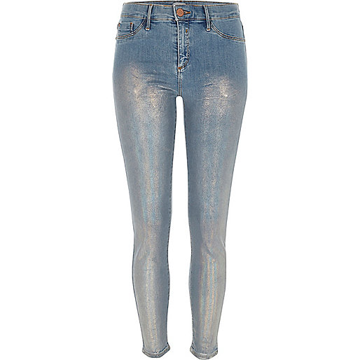 jacques-vertuk Mid blue metallic coated Molly jeggings 705361 women Jeans