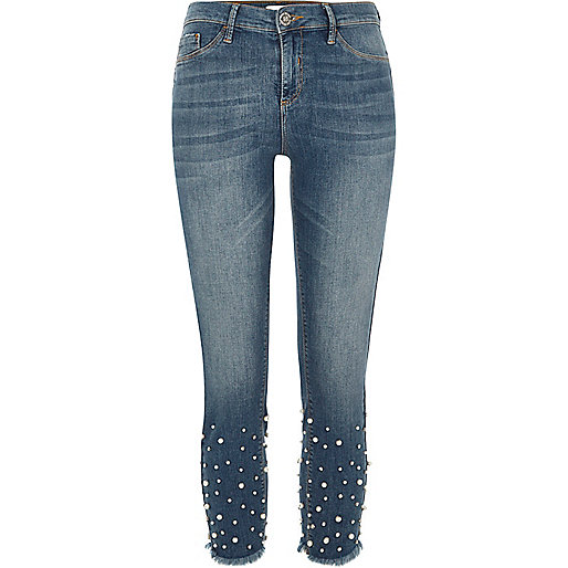 river island xmas sale,jacques-vertuk Sale Tops Mid blue Molly pearl hem skinny jeggings Jeggings Jeans women