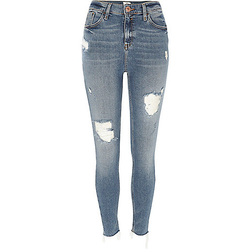 jacques-vertuk Mid blue ripped Amelie super skinny jeans 706709 women Jeans Skinny Jeans