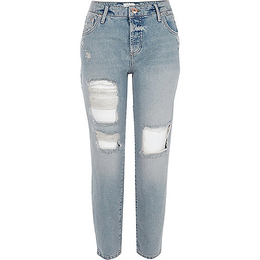 jacques-vertuk Mid blue ripped boyfriend jeans 702192 women Jeans Boyfriend / Slouch Jeans