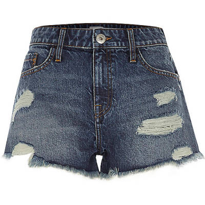 river island amelie jeans,jacques-vertuk UK Sale Mid blue ripped denim shorts women 706139