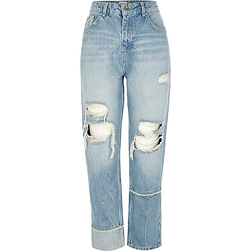 jacques-vertuk Mid blue ripped seam straight leg jeans 701736 women Festival