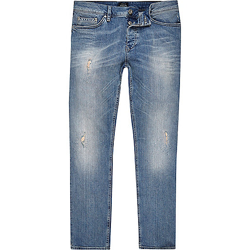 jacques-vertuk Mid blue ripped slim fit faded Dylan jeans 299445 men Jeans