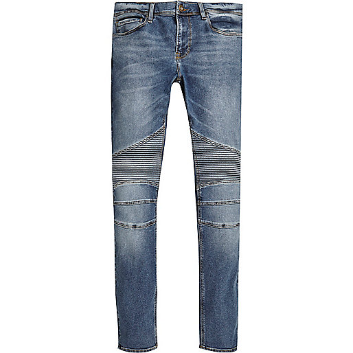 jacques-vertuk Mid blue wash biker Danny super skinny jeans 297872 men RI Limited Edition