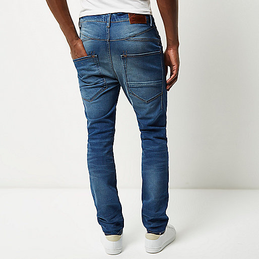 riva river island,jacques-vertuk Sale Mid blue wash Chester skinny tapered jeans men 293892