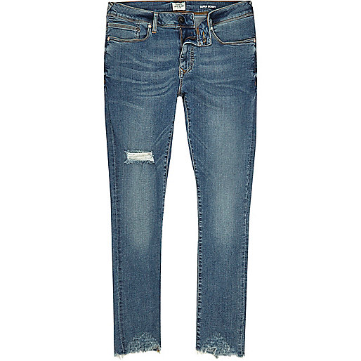 ebay river island,jacques-vertuk Online Mid blue wash Danny super skinny jeans men 295479