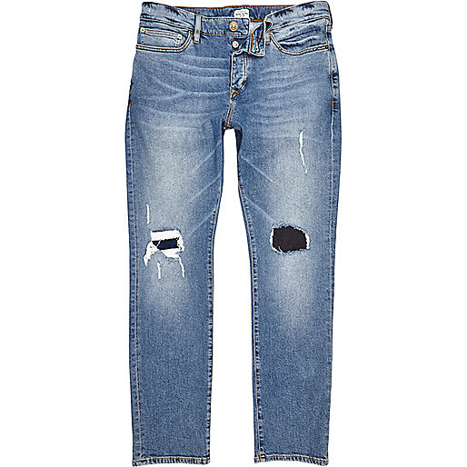 rochie river island,jacques-vertuk Sale Mid blue wash ripped Dylan slim jeans men 296277