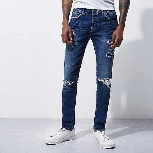 river island ladies bags sale,jacques-vertuk UK Sale Mid blue wash ripped Sid skinny jeans men 300788