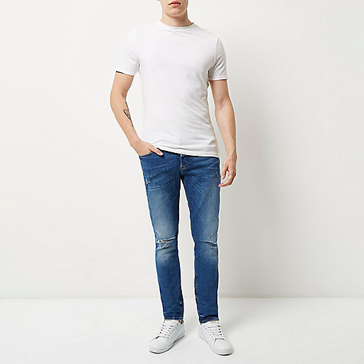 river island beige shoes,jacques-vertuk Shoes New Arrivals Mid blue wash Sid distressed skinny jeans Jeans Sale men