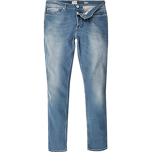 river island christmas,jacques-vertuk London Mid blue wash Sid skinny stretch jeans men 289587