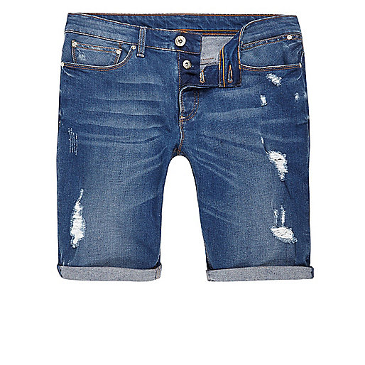 river island small bag,Buy jacques-vertuk Online Mid blue wash skinny ripped denim shorts Casual Shorts Shorts men