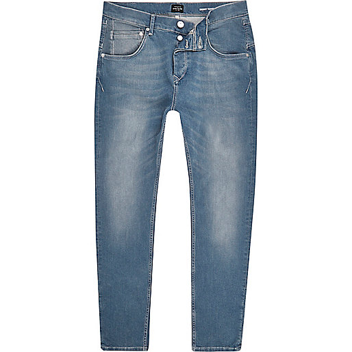 paris by night river island,jacques-vertuk Stores Mid blue wash skinny tapered jeans men 293893