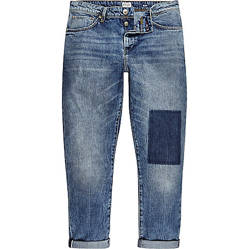 ollie spray on jeans,Outfit jacques-vertuk Mid wash patchwork Jimmy slim tapered jeans Jeans Sale men