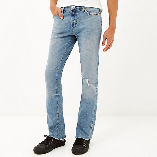 life on the island river island,jacques-vertuk UK Mid wash raw hem Sid skinny kickflare jeans men 287893