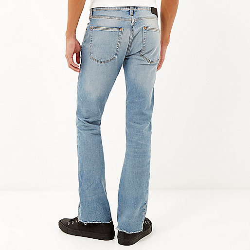 life on the island river island,jacques-vertuk UK Mid wash raw hem Sid skinny kickflare jeans men 287893