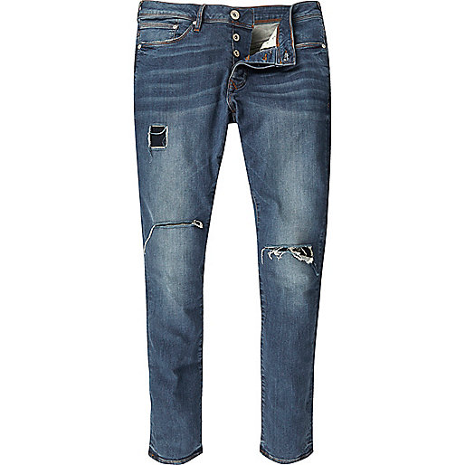 jacques-vertuk Mid wash ripped Danny super skinny jeans 296877 men Jeans