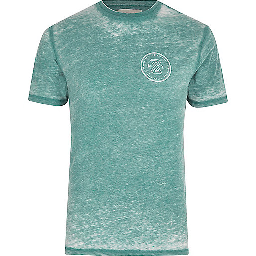 jacques-vertuk Mint green burnout slim fit T-shirt 300324 men T-Shirts / Vests