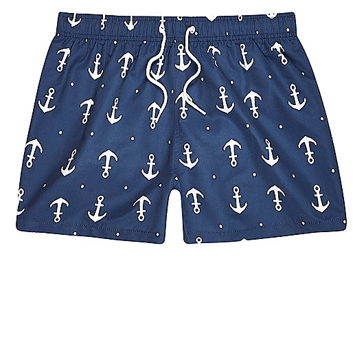 jacques-vertuk Navy anchor print slim fit swim trunks 299243 men Shorts