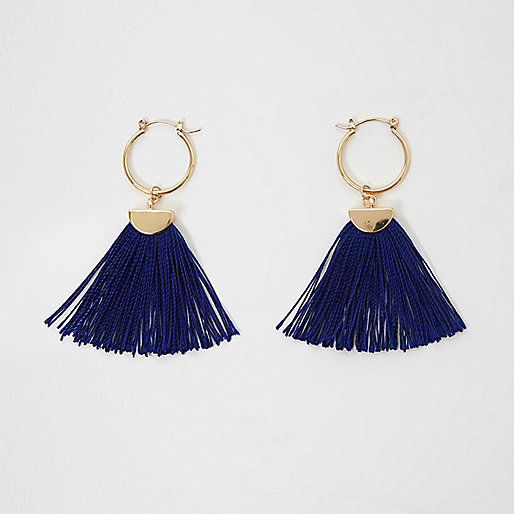 jacques-vertuk Navy and gold tone tassel hoop earrings 709392 women Jewellery Earrings