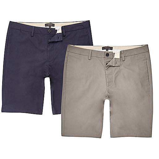 river island checked shirt,Dress Sale jacques-vertuk Navy and grey chino shorts two pack Smart Shorts Shorts men