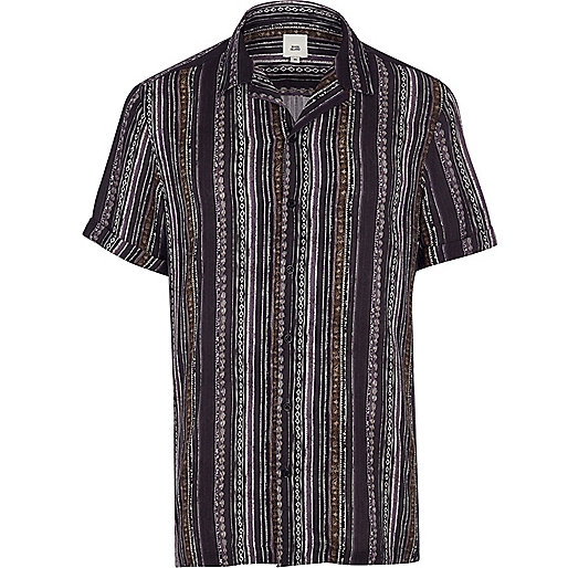 river island yellow puffer jacket,jacques-vertuk Online Navy aztec stripe short sleeve shirt men 303827