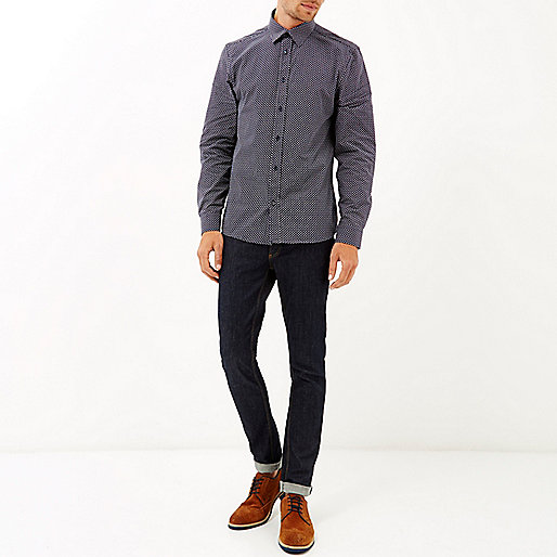 river island slim dylan jeans,jacques-vertuk Sale Tops Navy blue arrow print shirt Shirts Sale men