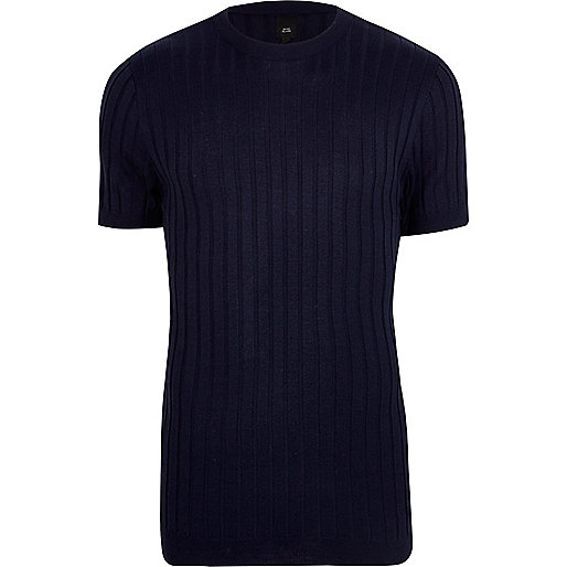 river island silver clutch,jacques-vertuk Ireland Navy blue chunky ribbed muscle fit T-shirt men 303419