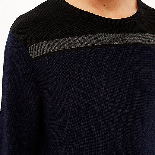 r8ver island bags,jacques-vertuk Europe Stores Navy blue color block sweater Sweaters / Cardigans Sale men