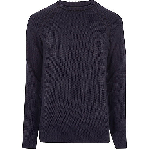 river island embroidered top,jacques-vertuk Sale Navy blue textured crew neck sweater men 298034