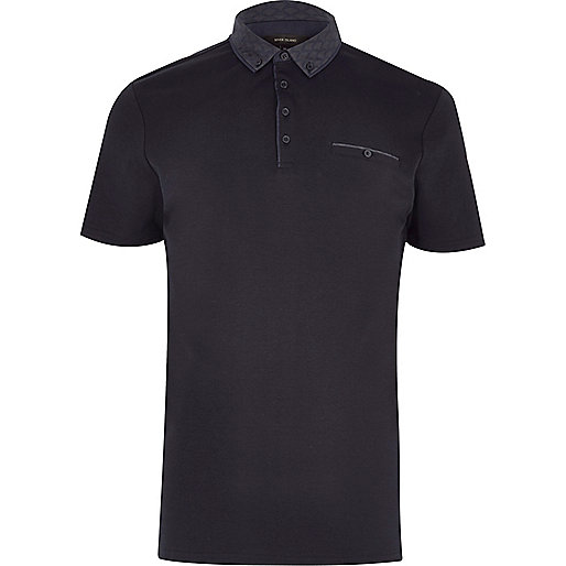 jacques-vertuk Navy button-down polo shirt 298768 men Polo Shirts