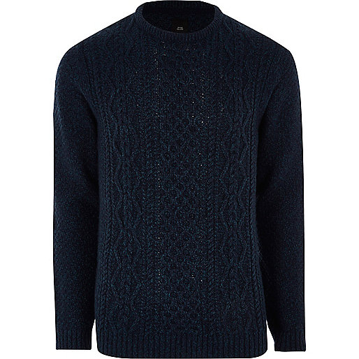 jacques-vertuk Navy cable knit sweater 302640 men Jumpers / Cardigans Jumpers