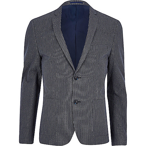 jacques-vertuk Navy check skinny fit suit jacket 298266 men Seasonal Offers