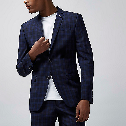 river island woven shoes,jacques-vertuk Stores Navy check skinny fit suit jacket men 298280