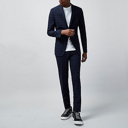 river island poncho,jacques-vertuk Germany Navy check skinny fit suit jacket Suit Jackets Suits men