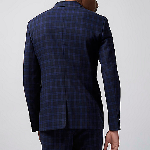 river island woven shoes,jacques-vertuk Stores Navy check skinny fit suit jacket men 298280