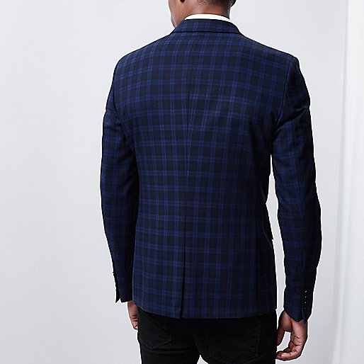 river island woven shoes,jacques-vertuk Stores Navy check skinny fit suit jacket men 298280