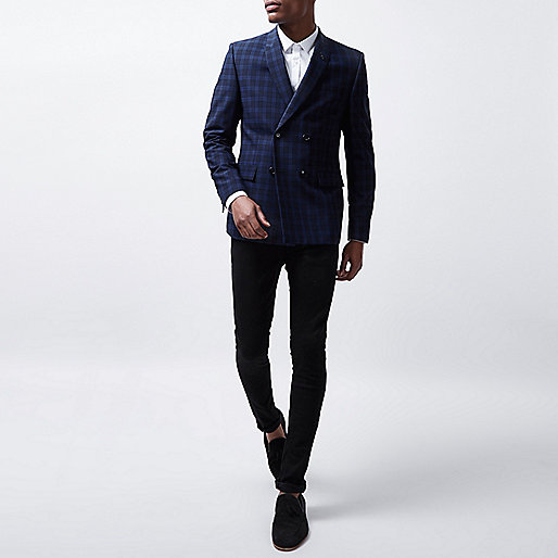 river island woven shoes,jacques-vertuk Stores Navy check skinny fit suit jacket men 298280