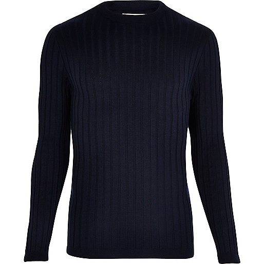 jacques-vertuk Navy chunky ribbed muscle fit top 297547 men Jumpers / Cardigans