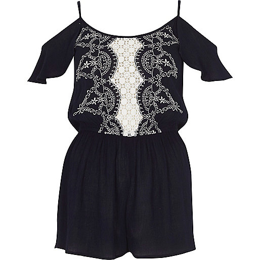 river island boucle dress,jacques-vertuk Stores Navy embroidered cold shoulder beach romper women 698899