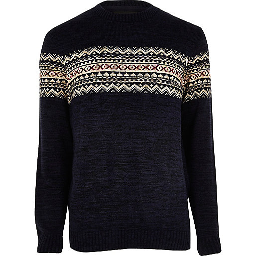 jacques-vertuk Navy fairisle knit Christmas sweater 298697 men Jumpers / Cardigans