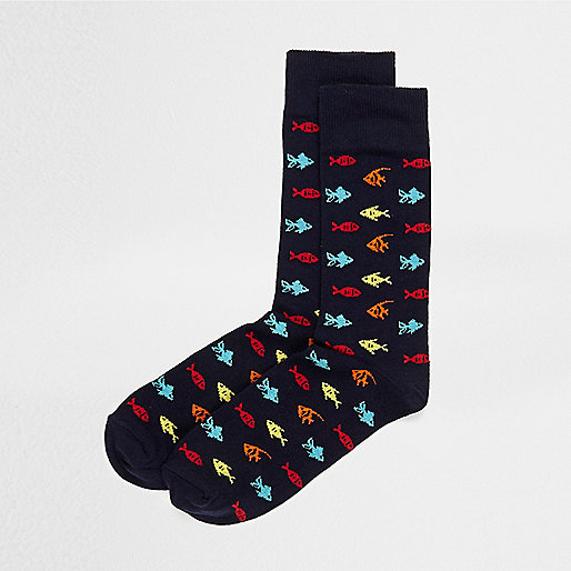 jacques-vertuk Navy fish ankle socks 303311 men Underwear Socks