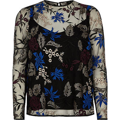 river island molly bum sculpting jeans,jacques-vertuk Uk Shop Online Navy floral embroidered mesh top Blouses Tops women