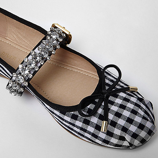 river island wide fit mules,jacques-vertuk Outlet Shop Navy gingham rhinestone trim ballet flats RI Limited Edition Sale women