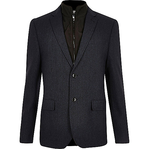 jacques-vertuk Navy insert slim fit blazer 294163 men Coats / Jackets