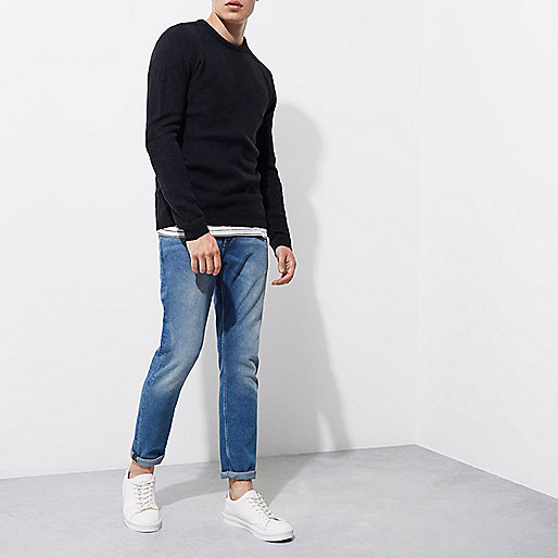 river island woven loafers,jacques-vertuk Trousers Sale Navy knit crew neck slim fit sweater Sweaters Sweaters / Cardigans men