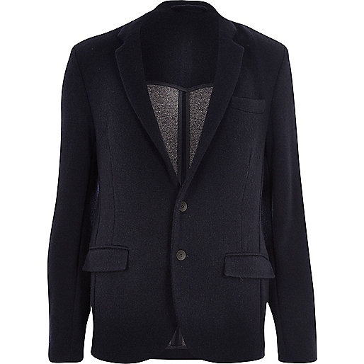 jacques-vertuk Navy knitted jersey slim blazer 288999 men Blazers