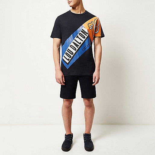 river island fluffy sliders,Google jacques-vertuk Navy Lou Dalton brand print t-shirt T-Shirts / Tanks Sale men