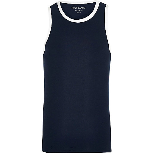 jacques-vertuk Navy muscle fit ringer tank 299993 men T-Shirts / Vests